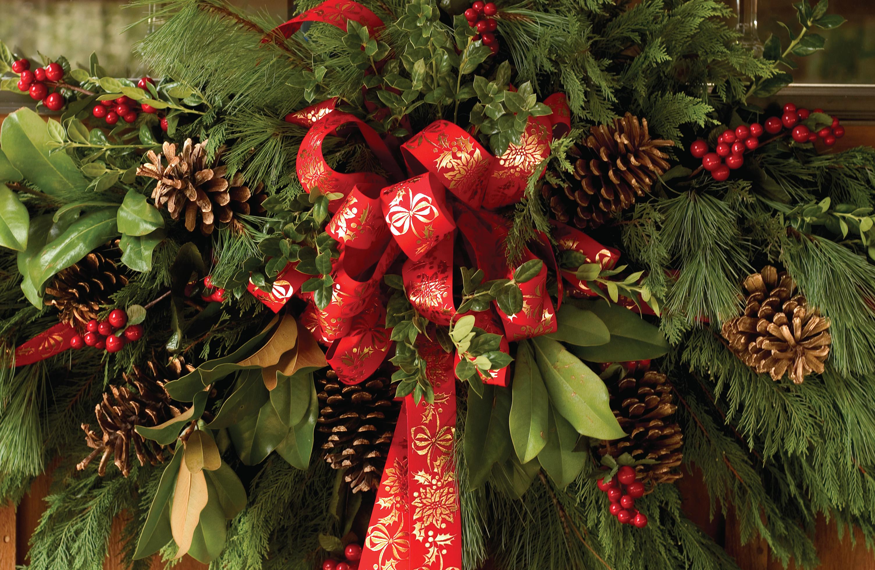 Christmas wreath with real evergreen