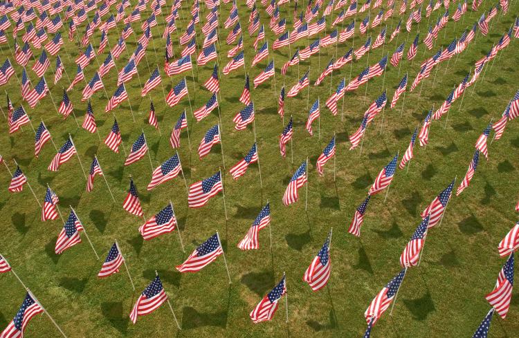 Honoring veterans with American flags