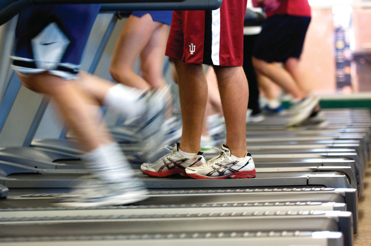 Exercise on treadmills at the gym