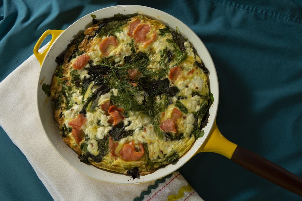Goat Cheese Frittata with Fresh Greens