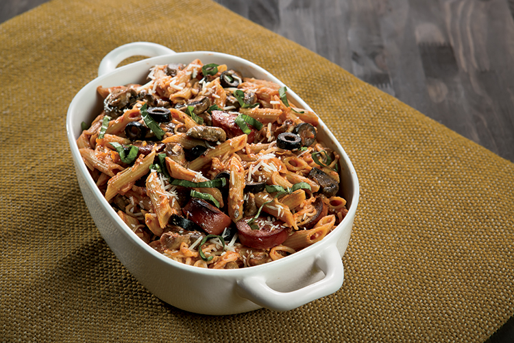 Mushroom and Black Olive Pasta Bake