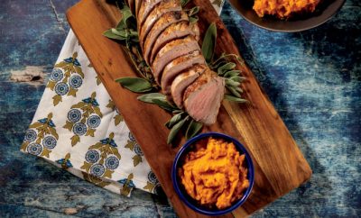 Cider-Roasted Pork Tenderloin with Roasted Mashed Sweet Potatoes