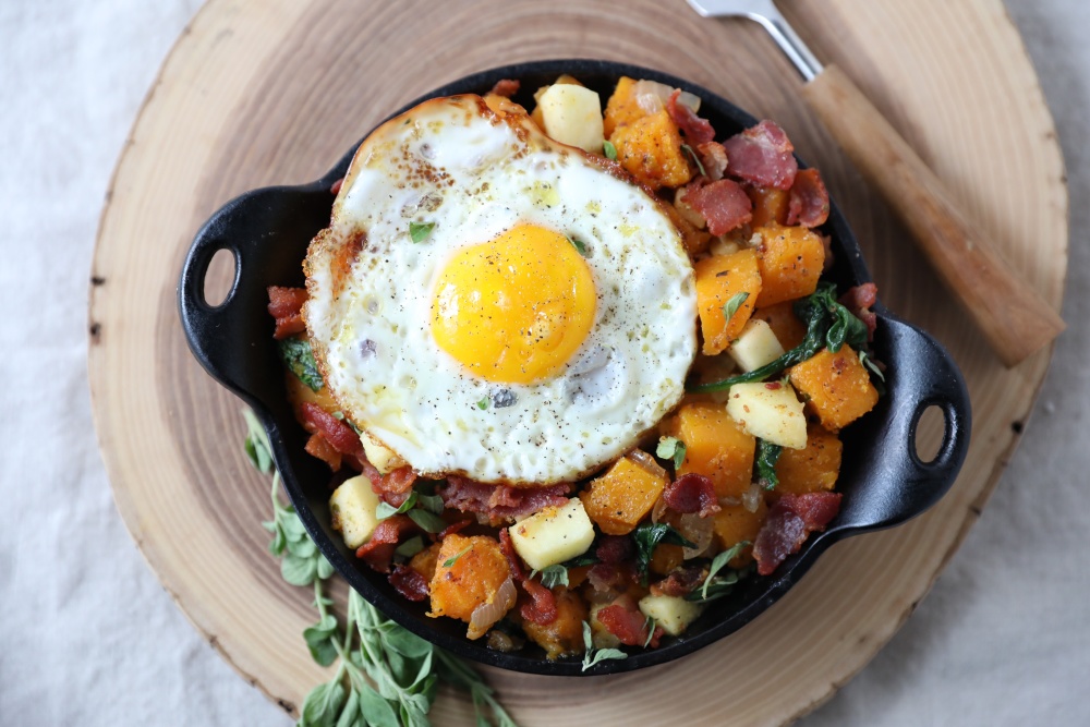 Bacon, Apple and Butternut Breakfast Hash