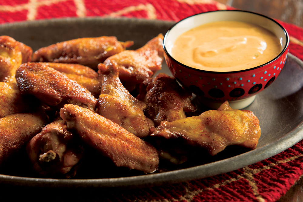 Smoky Wings with Pumpkin Chili Dip