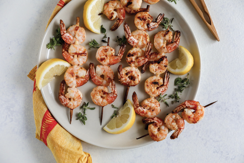 Grilled Shrimp Kebabs with Fresh Oregano and Lemon