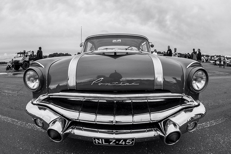 Black and white photo of antique car; Indiana fall events