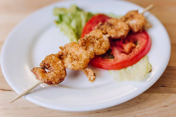 Breaded shrimp on a plate