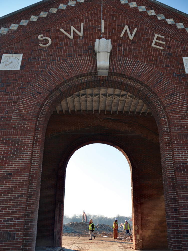 The swine buildings original arch that will be preserved at the Indiana State Fair