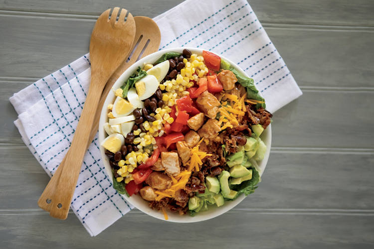 Barbecue Chicken Cobb Salad with Pesto-Ranch 