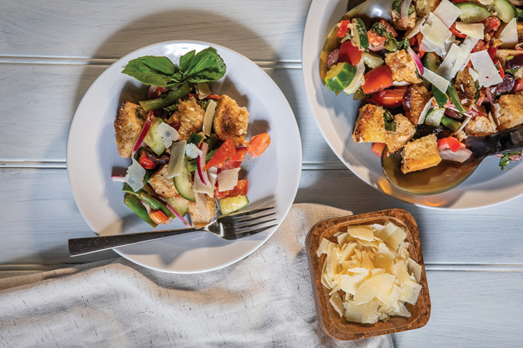 Panzanella with Summer Veggies and Herb Vinaigrette