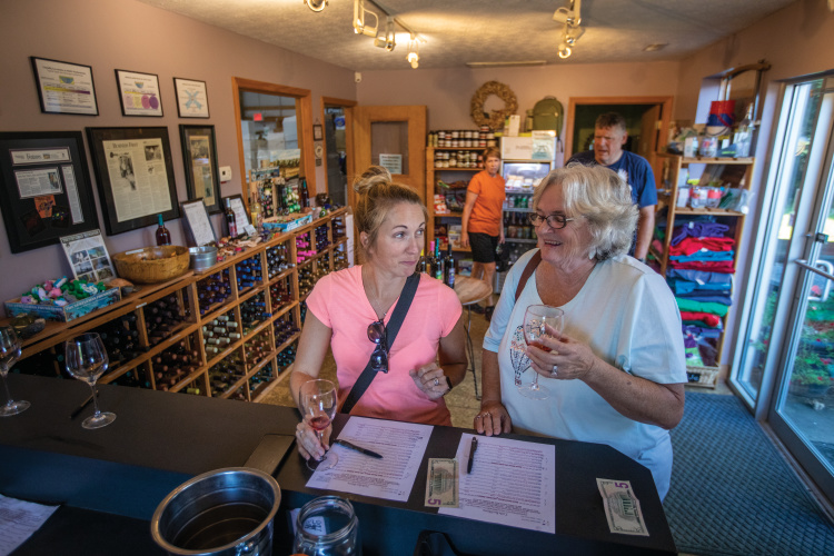 Ladies sampling wine at Turtle Run Winery