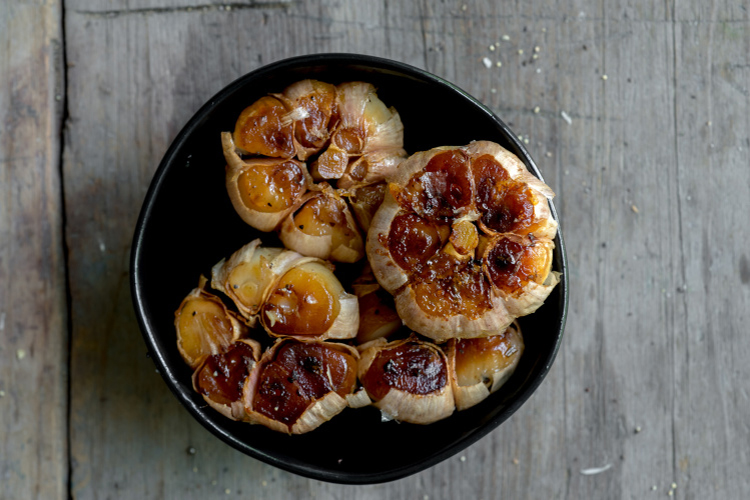 Roasted garlic in a bowl