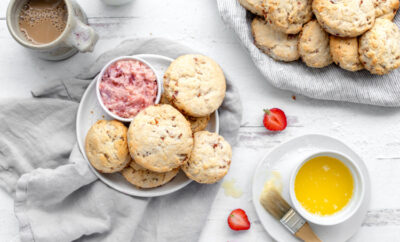 Bacon Biscuits with Strawberry Butter