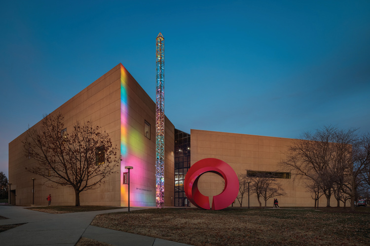 Eskenazi Museum Of Art exterior at dusk