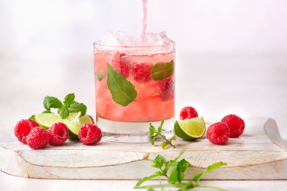 Raspberry, Mint and Lime Soda