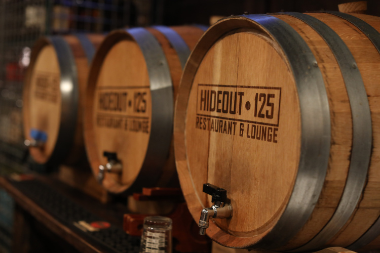 Whiskey barrels at Hideout 125