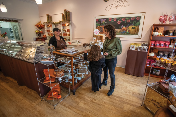 Customers shopping at J. Evelyn Confections in Greenfield 