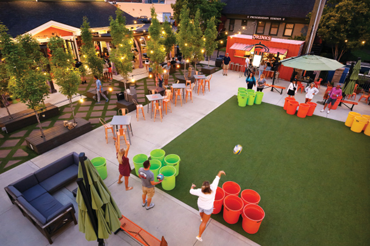 People playing games at Union Restaurant & Gameyard