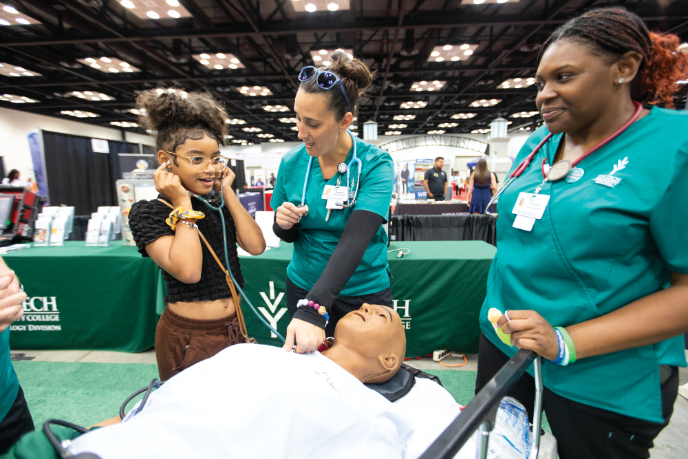 Young girl participating in a health training 