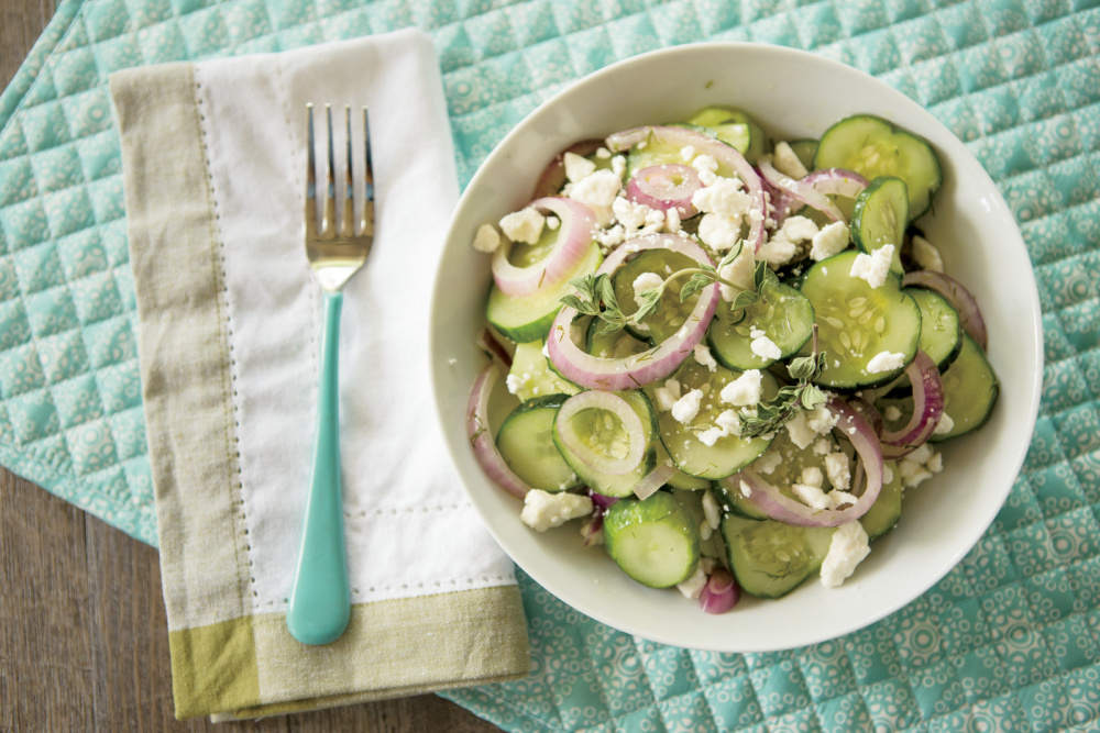 Sliced Cucumber Salad with Feta and Dill