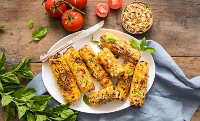 Grilled Sweet Corn with Sun-Dried Tomato Butter