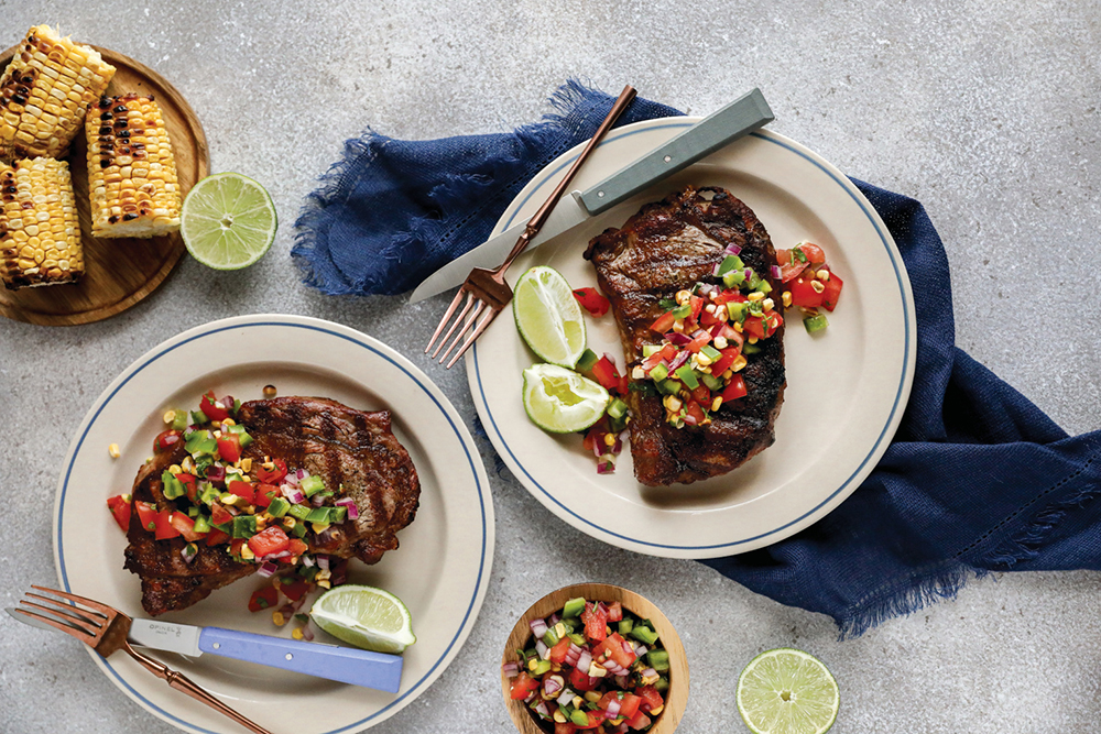 Rib-eye Steak with Grilled Corn Salsa