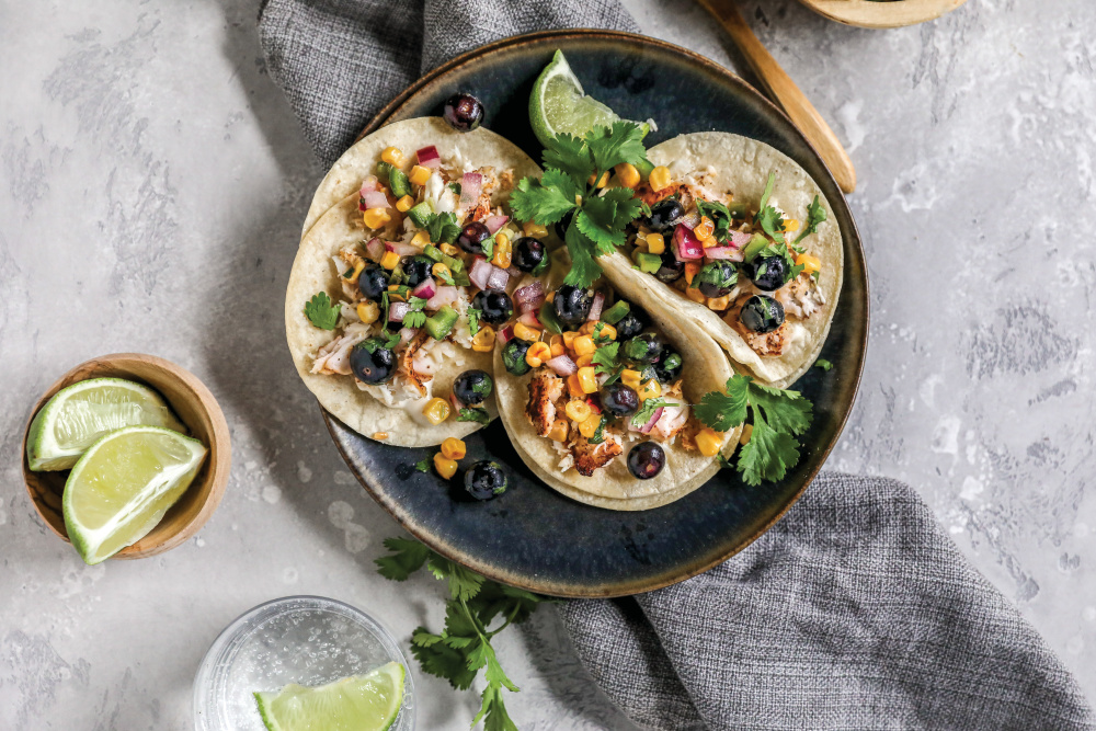 Tilapia Tacos with Blueberry Corn Salsa