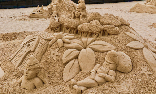 One of the sand sculptures at Singing Sands Sculpting Festival