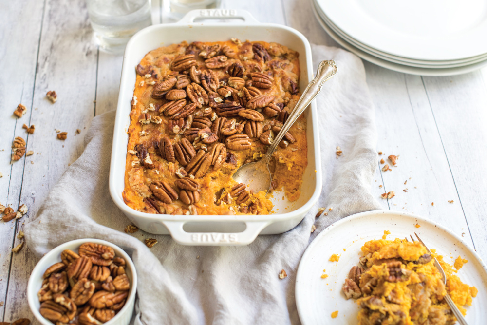 Sweet Potato Casserole with Brown Sugar-Pecan Topping