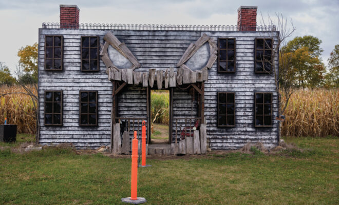 Entrance to one of the haunted attractions at Piney Acres Scream Farm