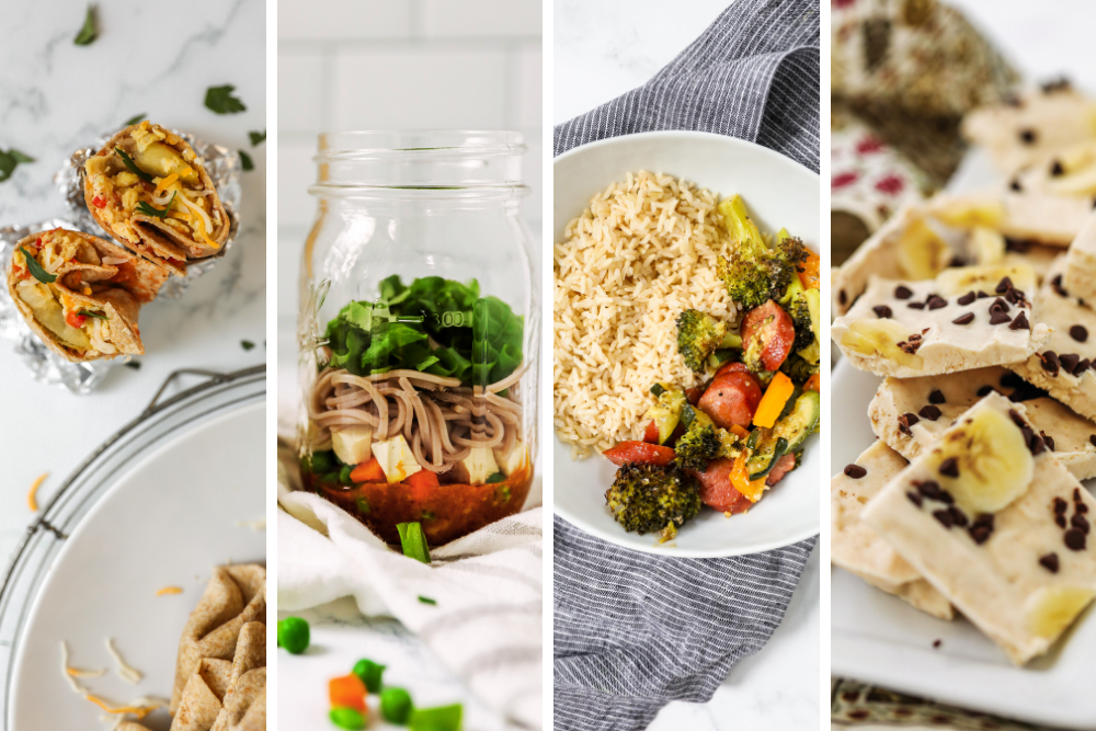 A collage of all four meal prep recipes 
