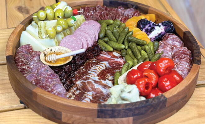 Charcuterie tray with products from Pig's Tale Charcuterie