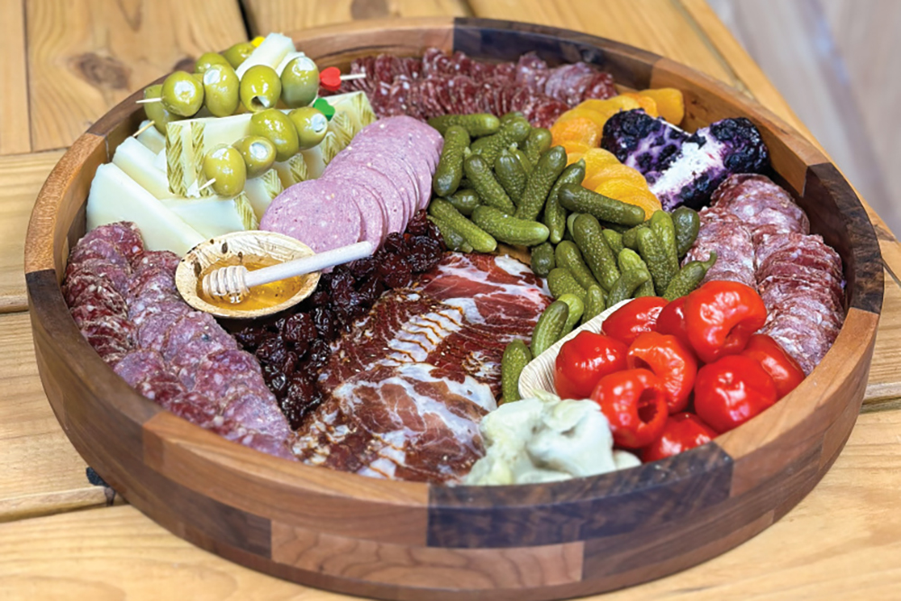 Charcuterie tray with products from Pig's Tale Charcuterie