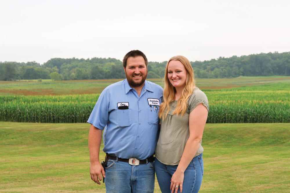 Cory and Emily Studebaker at their farm
