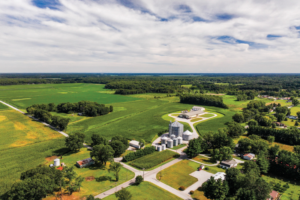 Drone view of the barn at Brent Risner's Starke County farm