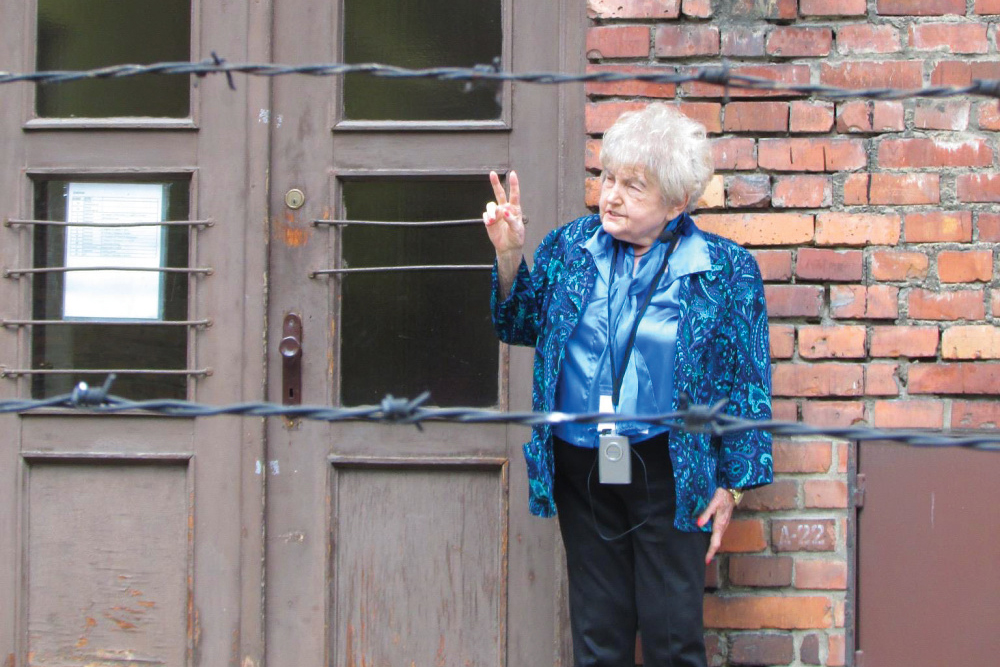 Eva Mozes Kor at one of the Auschwitz tours led by CANDLES Holocaust Museum and Education Center