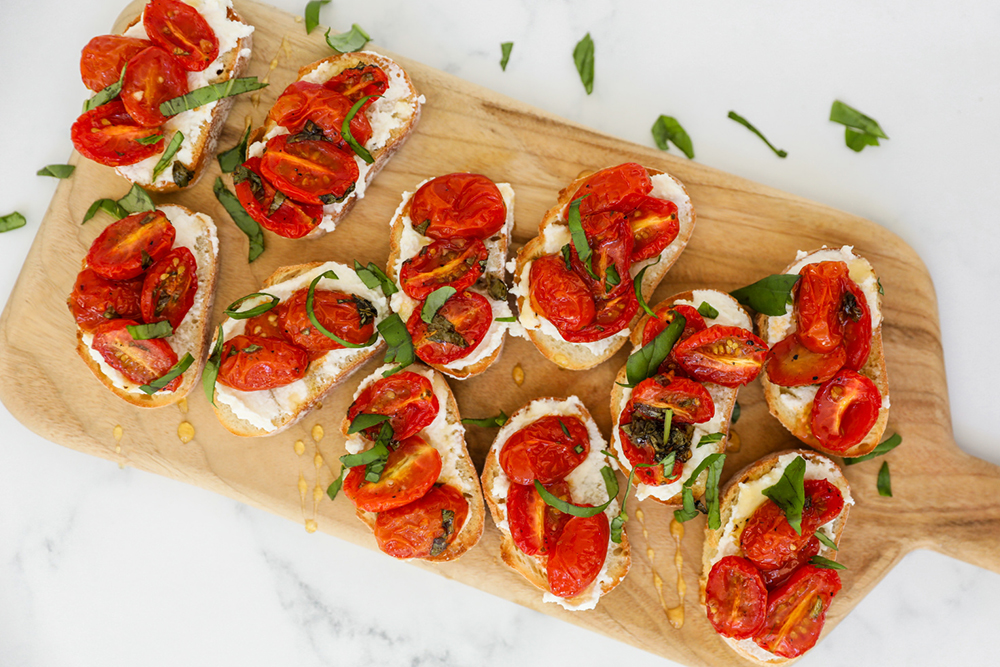 Roasted Tomato and Honey Bruschetta with Ricotta