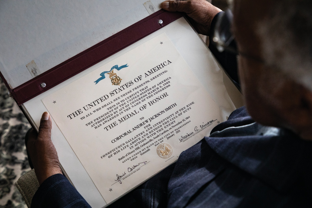 Andrew Jackson Smith's Medal of Honor certificate