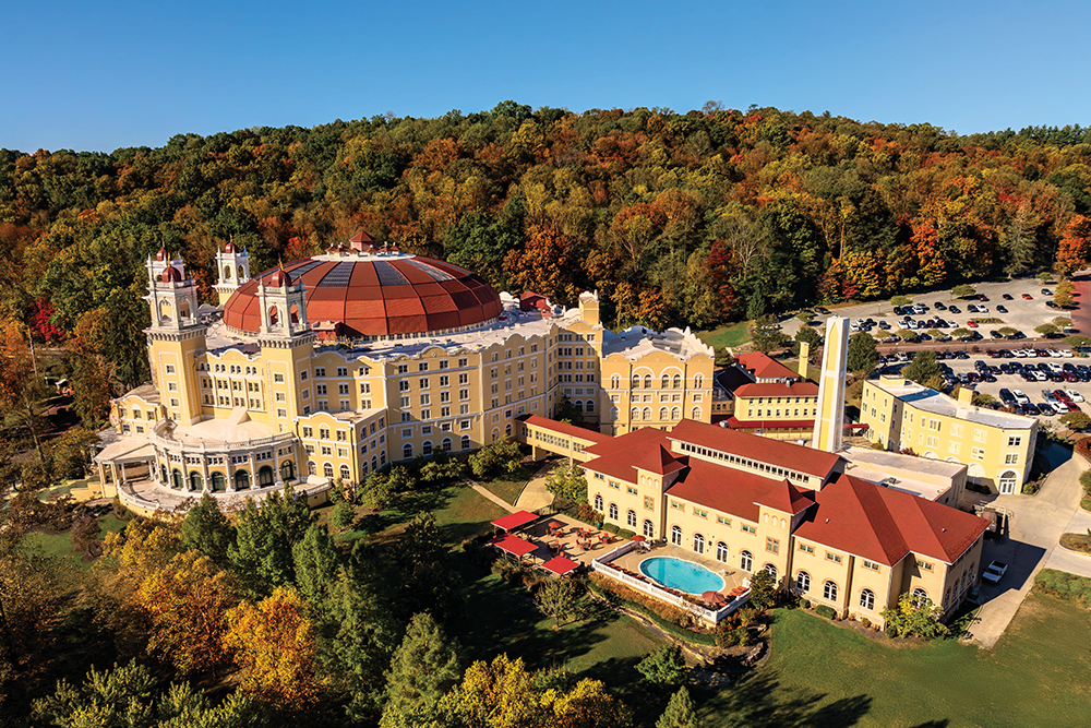 Drone view of the West Baden Springs Hotel, one of the Things to Do in French Lick