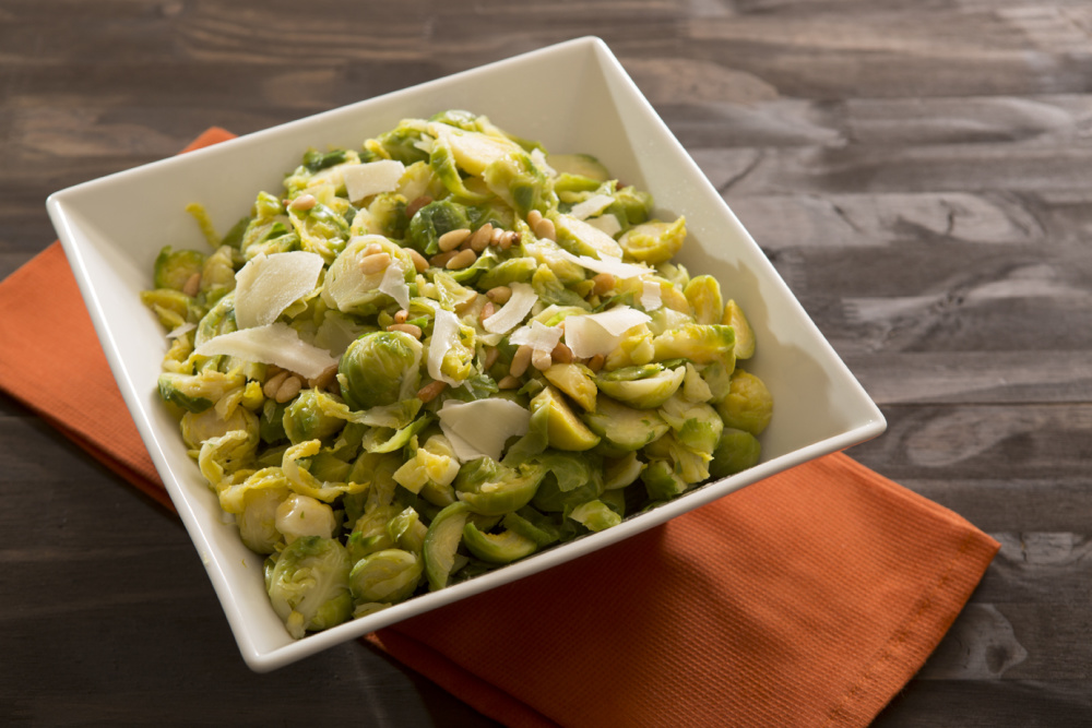 Shredded Brussels Sprouts with Garlic and Parmesan