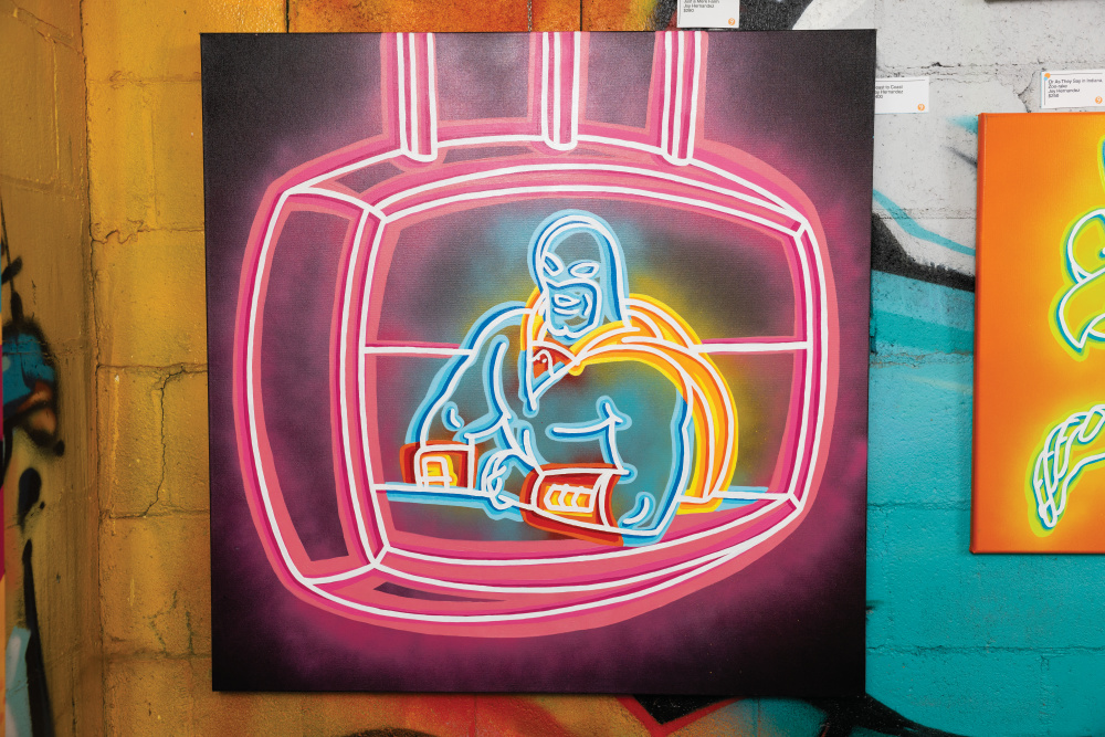 Colorful space artwork by Joy Hernandez at Full Circle Nine Gallery