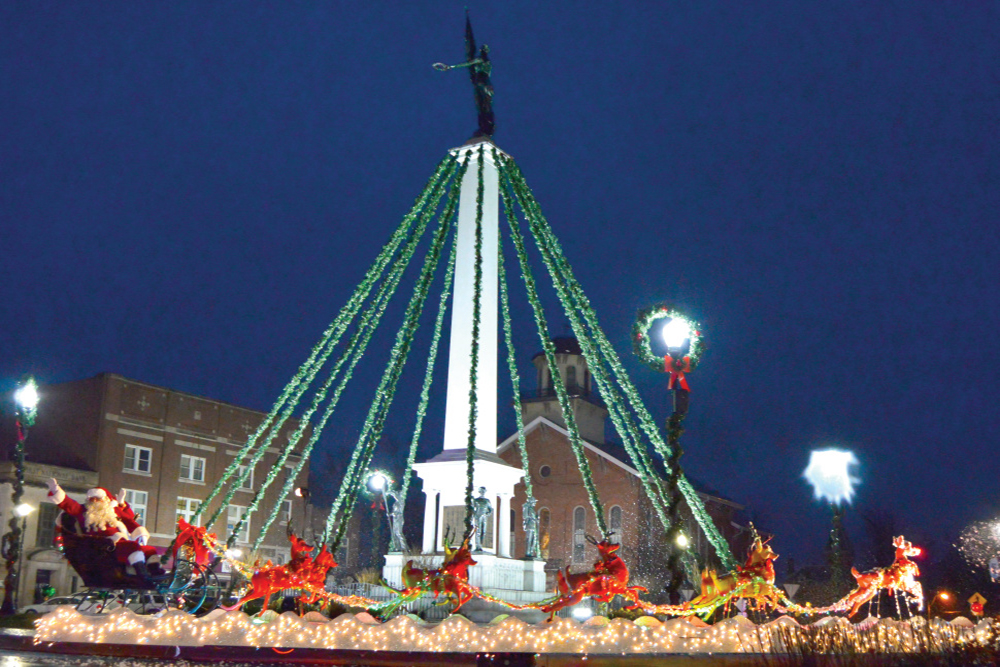 Downtown Angola decorated for Christmas