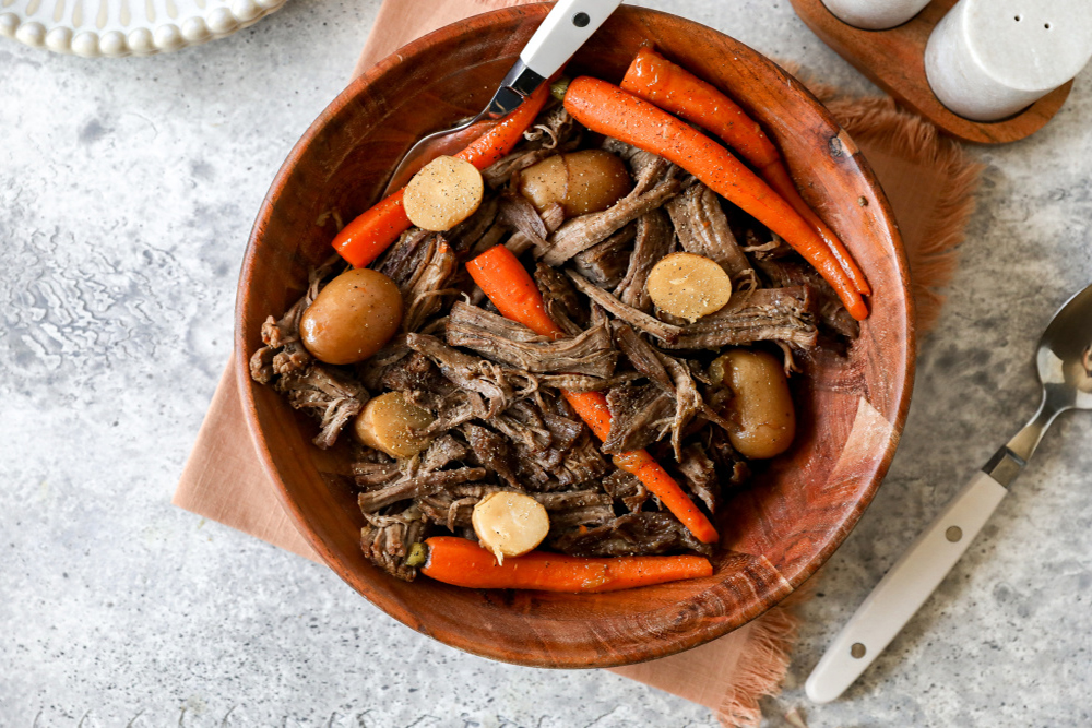Beef Pot Roast with Spring Carrots and New Potatoes, a spring luncheon recipe 