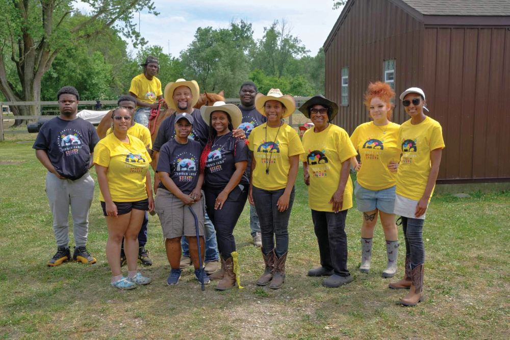 A group photo of summer campers and leaders at Brown Family Ranch