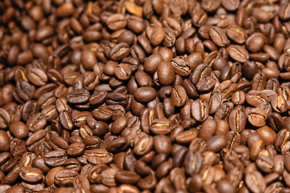 Up-close of coffee beans