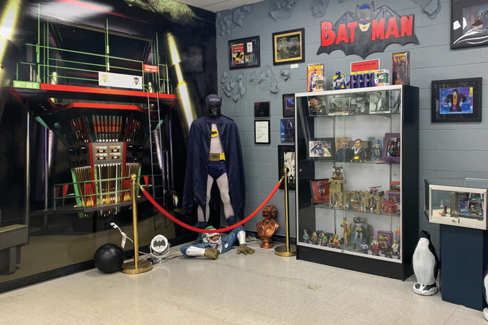 Hall of Heroes Superhero Museum museum exhibit with Batman artifacts 