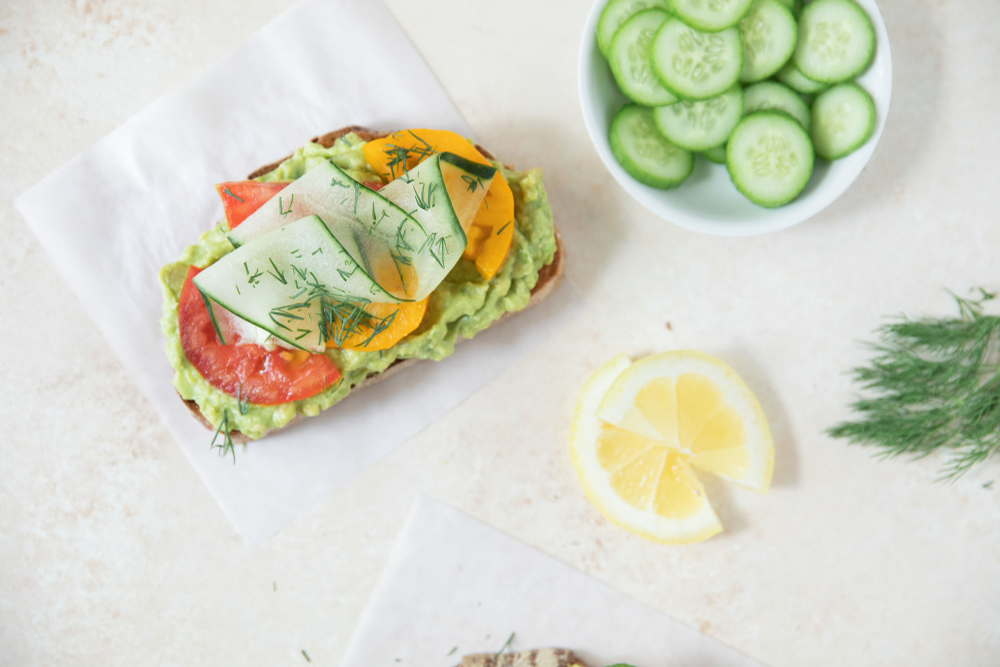 Avocado Toast with Tomato, Cucumber and Dill