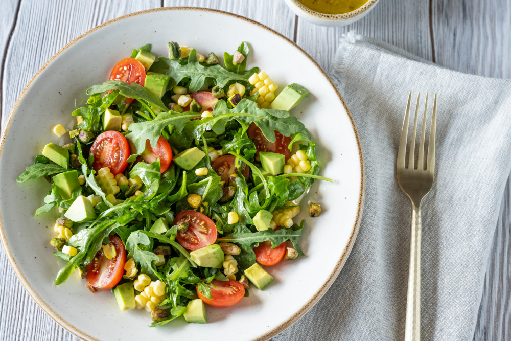 Chopped Salad with Corn, Avocado and Lemon-Dill Vinaigrette