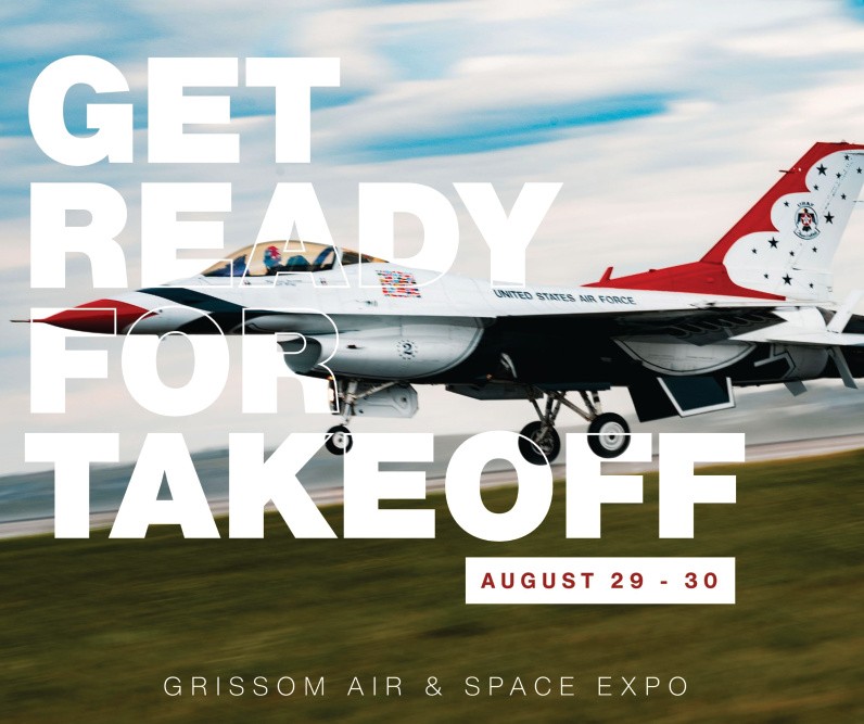 Grissom Air Reserve Base graphic of plane with the dates for 2026